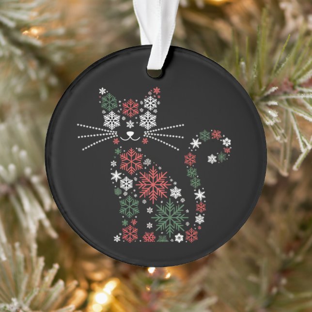 Christmas Cat Made up Snowflakes Funny Cats Ornament (Tree)