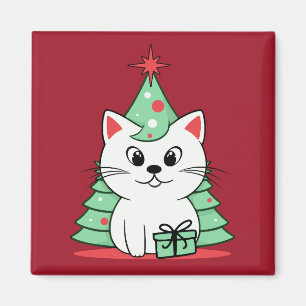 Christmas cat magnet