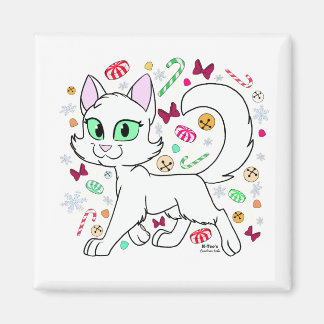 Christmas Cat Magnet (White)