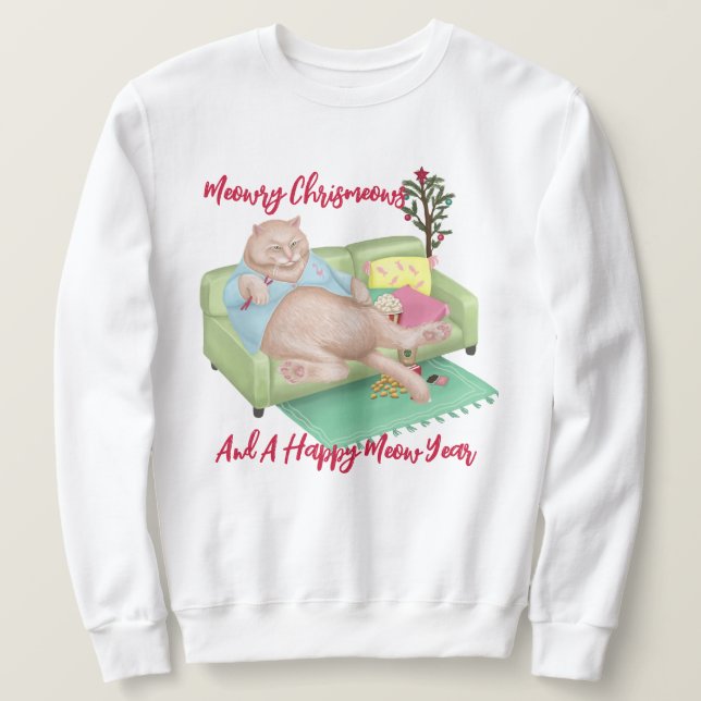 Christmas Cat - Meowry Christmas Sweatshirt (Design Front)