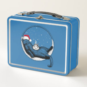 Christmas Cat Metal Lunch Box