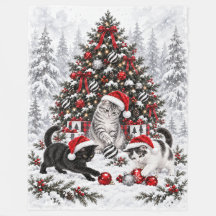 Christmas Cat Mischief Watercolor