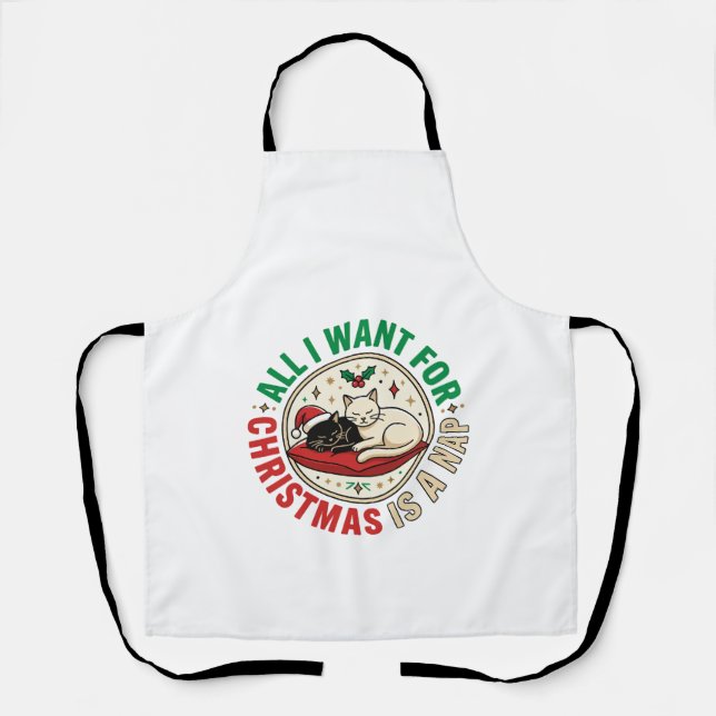 Christmas Cat Nap Holiday Design Apron (Front)