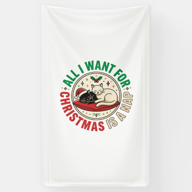 Christmas Cat Nap Holiday Design Banner (Vertical)