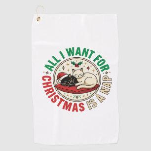 Christmas Cat Nap Holiday Design Golf Towel