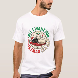 Christmas Cat Nap Holiday Design T-Shirt