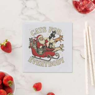 Christmas Cat Napkin