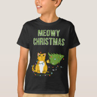 Christmas Cat Orange Tiger Tabby xmas tree kitty c