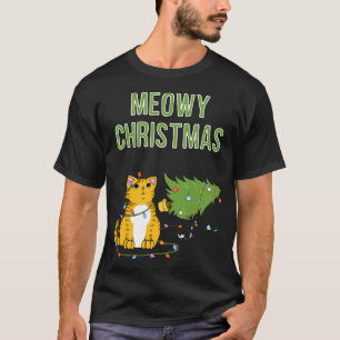 Christmas Cat Orange Tiger Tabby xmas tree kitty c T-Shirt