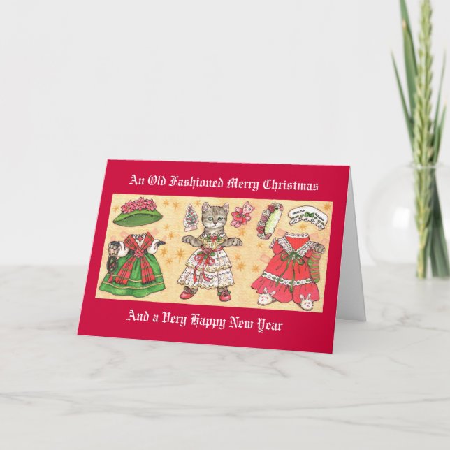 Christmas Cat Paper doll Card (Front)