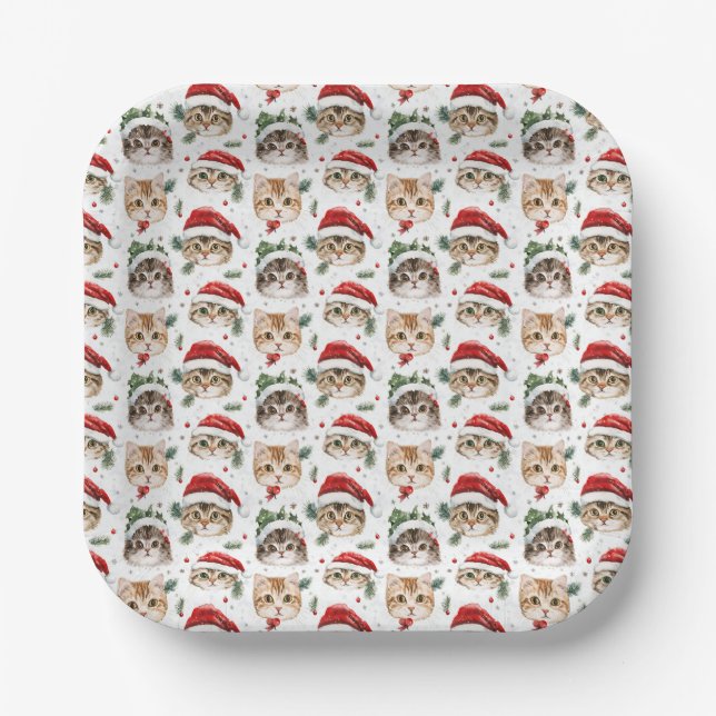 Christmas Cat  Paper Plate (Front)