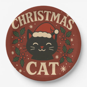 Christmas Cat Paper Plate