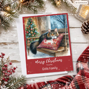 Christmas Cat Personalised Holiday Card