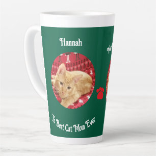 Christmas , Cat Photo ,Customizable Large 17 oz  Latte Mug