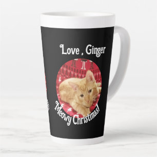 Christmas , Cat Photo ,Customizable Large 17 oz Latte Mug