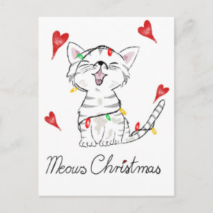 Christmas cat postcard