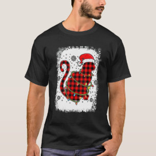 Christmas Cat Red Plaid Buffalo Black Cat Christma T-Shirt