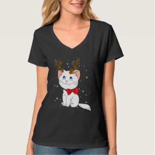 Christmas Cat Reindeer Antlers For Men Women Boys T-Shirt