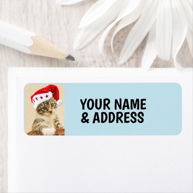 CHRISTMAS CAT RETURN ADDRESS LABELS (Insitu)