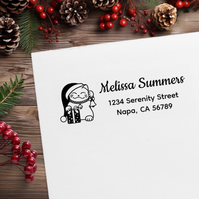 Christmas Cat Return Address Rubber Stamp (Creator Uploaded)