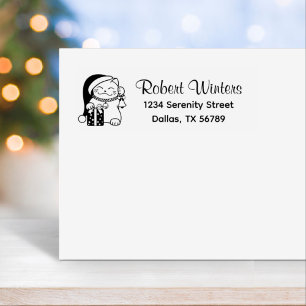 Christmas Cat Return Address Self-inking Stamp