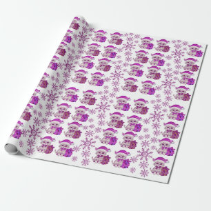 Christmas cat’s purple wrapping paper