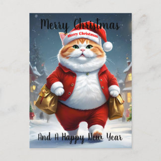 Christmas Cat Santa, Christmas Postcard