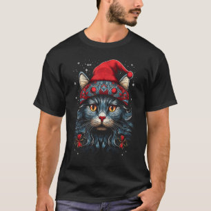 Christmas Cat Santa Hat Kitty Holiday Xmas Winter T-Shirt