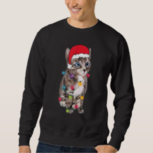 Christmas Cat Santa Hat Lights Xmas Sweatshirt