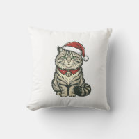 Christmas Cat Santa Hat Vintage Engraving Design_1