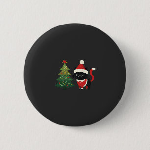 Christmas Cat Santa Tree Vector 6 Cm Round Badge