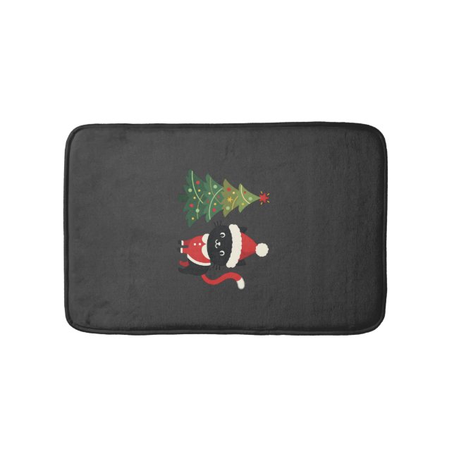 Christmas Cat Santa Tree Vector Bath Mat (Front)