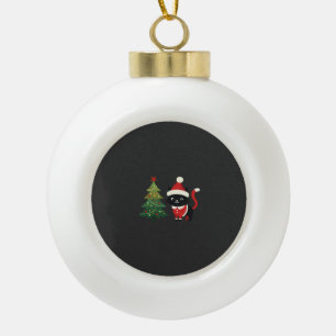 Christmas Cat Santa Tree Vector Ceramic Ball Christmas Ornament