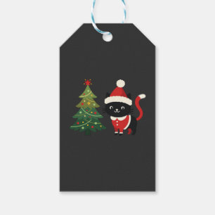 Christmas Cat Santa Tree Vector Gift Tags
