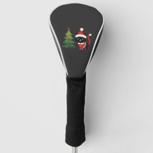 Christmas Cat Santa Tree Vector Golf Head Cover