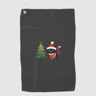 Christmas Cat Santa Tree Vector Golf Towel