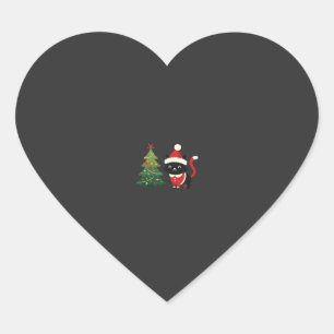 Christmas Cat Santa Tree Vector Heart Sticker