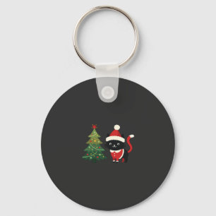 Christmas Cat Santa Tree Vector Key Ring