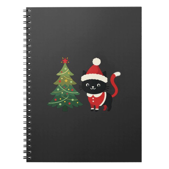 Christmas Cat Santa Tree Vector Notebook (Front)