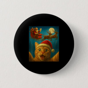 Christmas Cat Selfie With Santa Claus Funny Cat Gr 6 Cm Round Badge