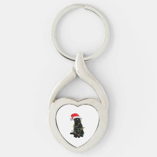 Christmas Cat Shirt For Men Black Cat Christmas Key Ring