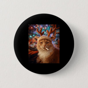 Christmas Cat Smoking Cigarette Meme Gen Z Comfort 6 Cm Round Badge