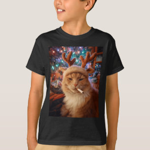 Christmas Cat Smoking Cigarette Meme Gen Z Comfort T-Shirt