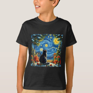 Christmas Cat Starry Night Van Gogh Santa Winter G T-Shirt
