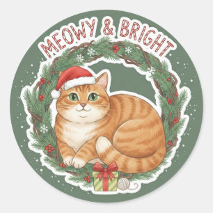 Christmas Cat Sticker - Funny Santa Hat Kitten