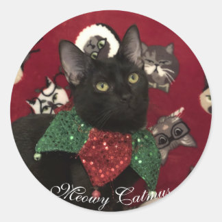 Christmas Cat Sticker Meowy Catmus