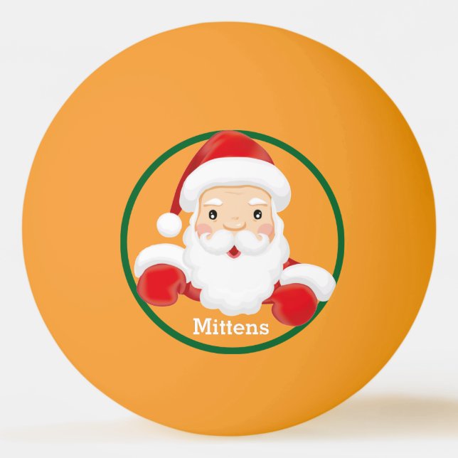 Christmas Cat Stocking Stuffer Name Santa Claus Pi Ping Pong Ball (Front)