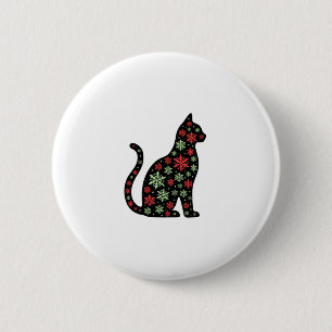 Christmas Cat T-Shirt 6 Cm Round Badge