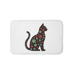Christmas Cat T-Shirt Bath Mat