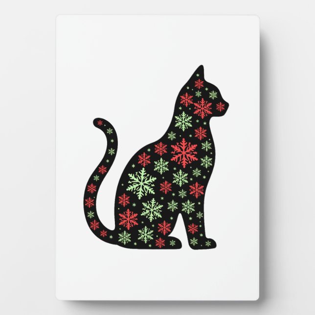 Christmas Cat T-Shirt Plaque (Front)